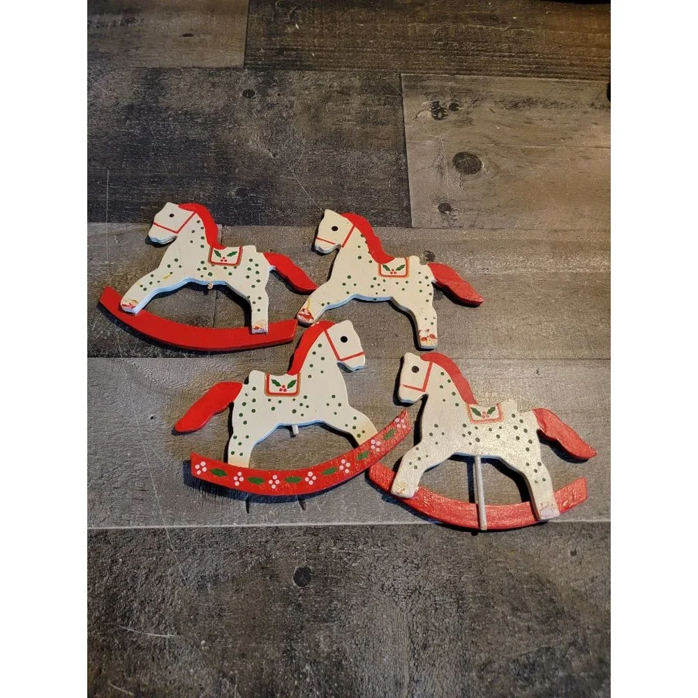 Wooden Rocking Horse‎ AS IS xmas decor set